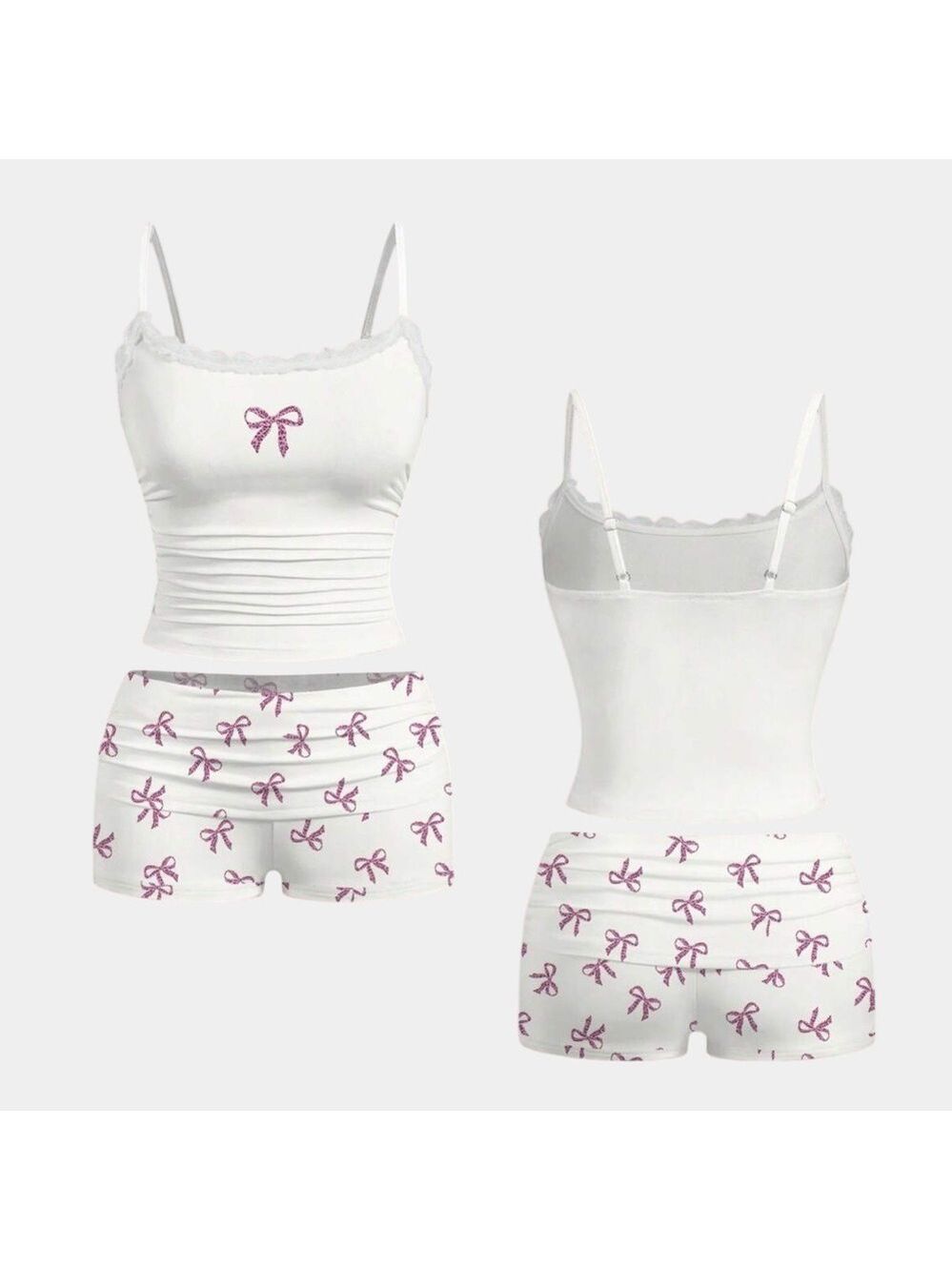 SHEIN Two Piece Sleep Set NEW SMALL Floral Pajamas Booty Shorts Tank Top Leopard
